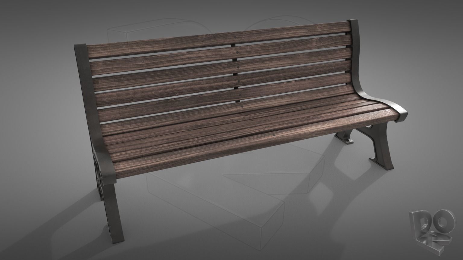 Bench park 3D model_4