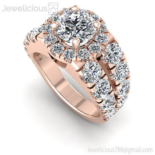 Jewelicious-1270-Ring diamond halo engagement ring in rose gold