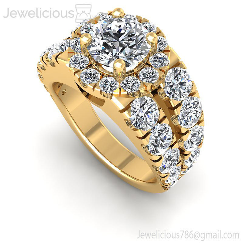 Jewelicious-1270-Ring diamond halo engagement ring in rose gold 3D print model_3