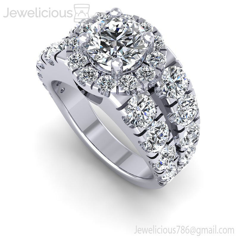 Jewelicious-1270-Ring diamond halo engagement ring in rose gold 3D print model_2