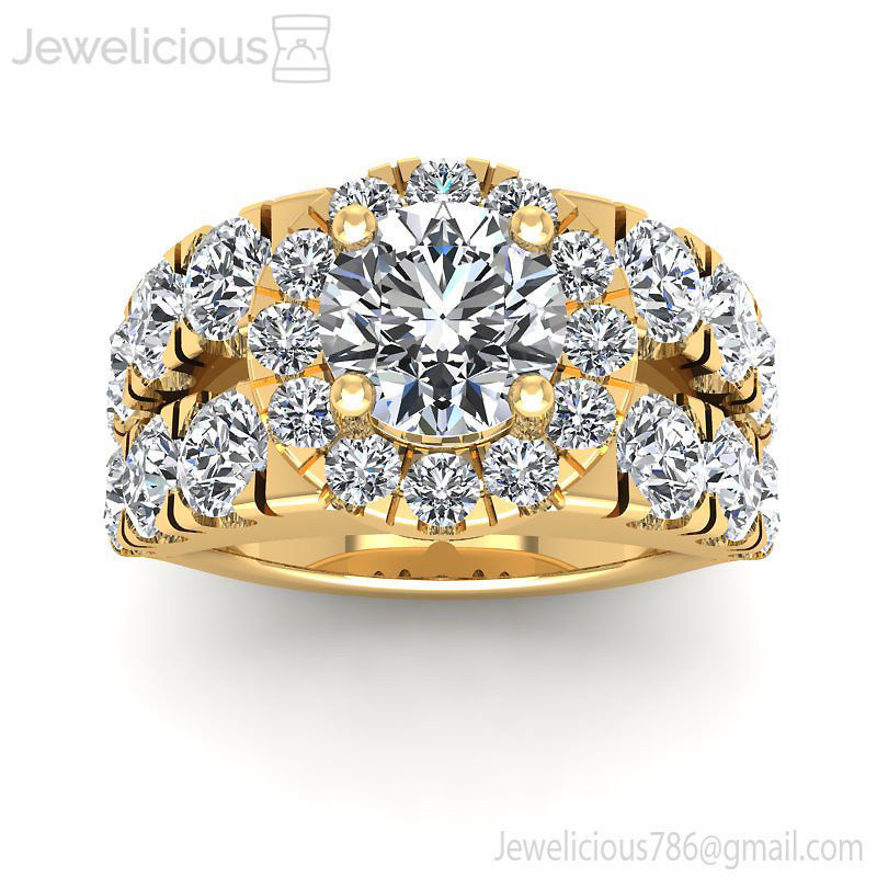 Jewelicious-1270-Ring diamond halo engagement ring in rose gold 3D print model_6