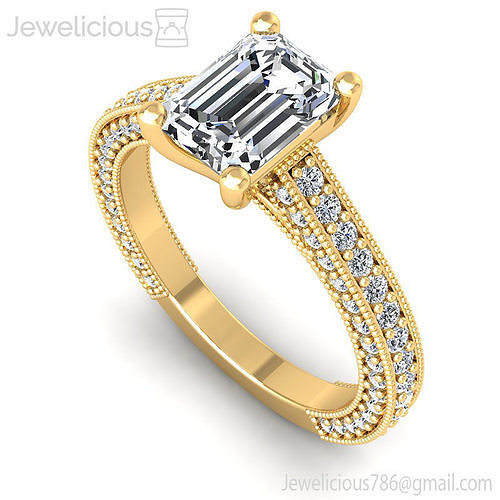 Jewelicious-1263-Ring emerald cut engagement ring in rose gold