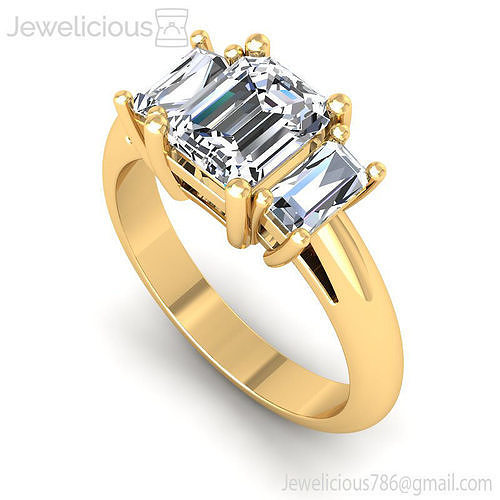 Jewelicious-1255-Ring three stone emerald cut engagement ring