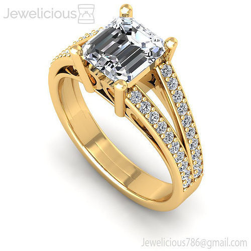 Jewelicious-1238-Ring emerald cut diamond engagement ring in rose gold