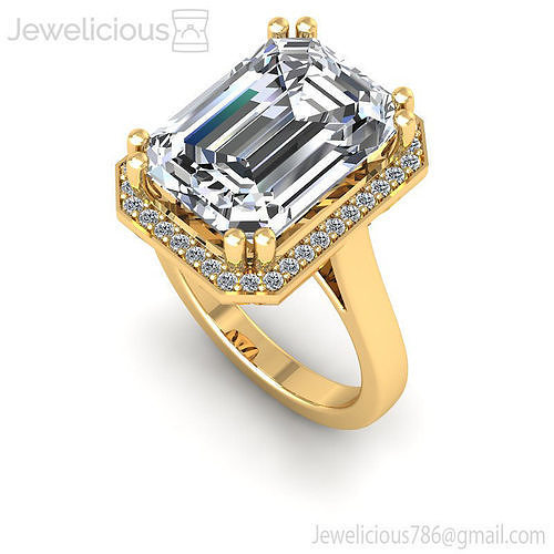 Jewelicious-1235-Ring emerald cut diamond engagement ring gold