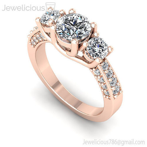 Jewelicious-1221-Ring three stone engagement ring in rose gold