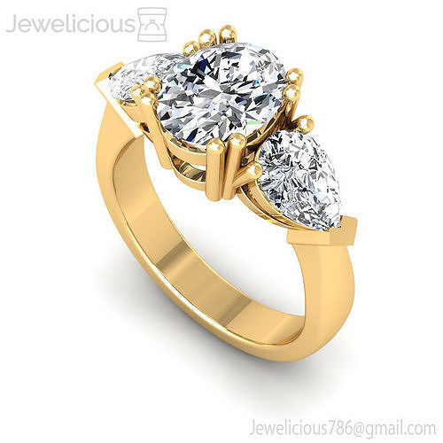 Jewelicious-1220-Ring three stone engagement ring in rose gold