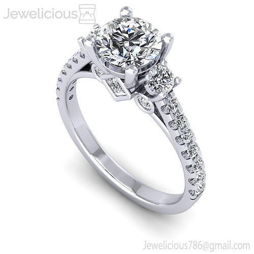 Jewelicious-1208-Ring three stone diamond engagement ring gold