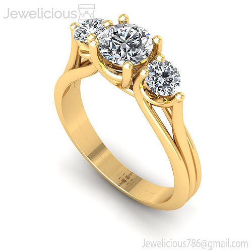 Jewelicious-1205-Ring three stone engagement ring gold