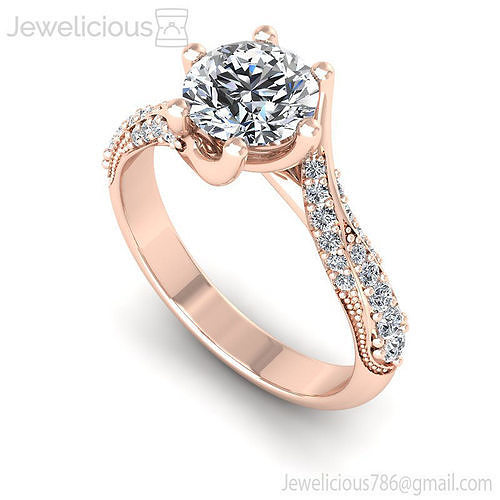 Jewelicious-1185-Ring diamond engagement ring in rose gold