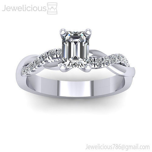 Jewelicious-1165-Ring emerald cut engagement ring in rose gold