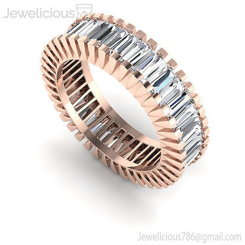 Jewelicious-1163-Ring rose gold eternity band with baguette cut diamonds