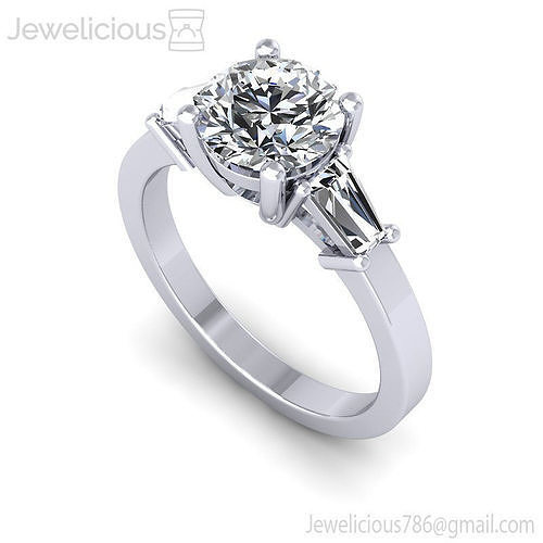 Jewelicious-1155-Ring diamond engagement ring with baguettes and baguettes