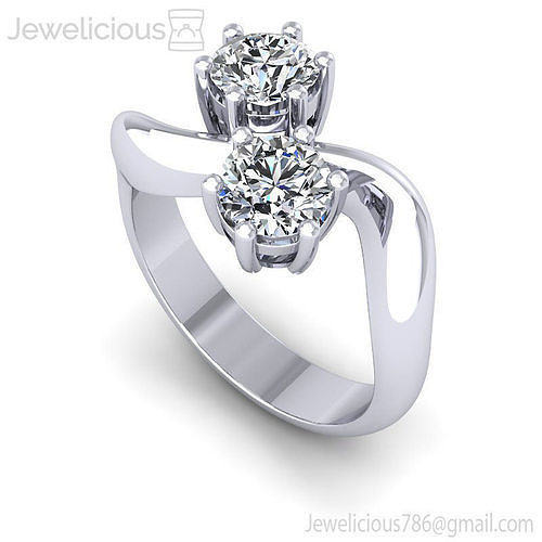 Jewelicious-1152-Ring two round diamonds in rose gold ring