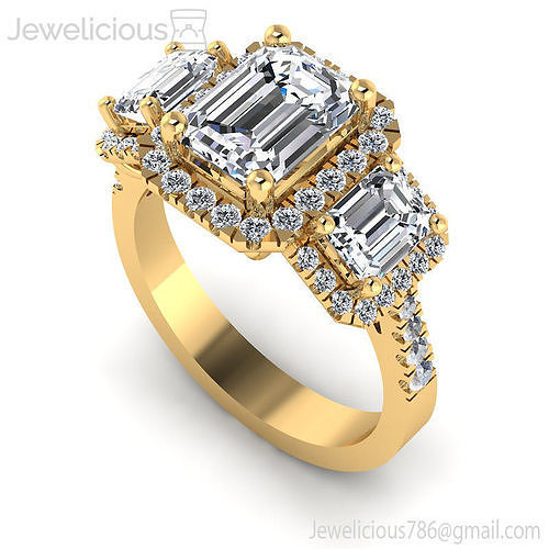 Jewelicious-1150-Ring emerald cut diamond engagement ring gold