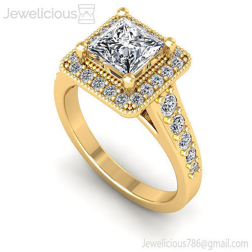 Jewelicious-1147-Ring princess cut diamond halo engagement ring in rose gold