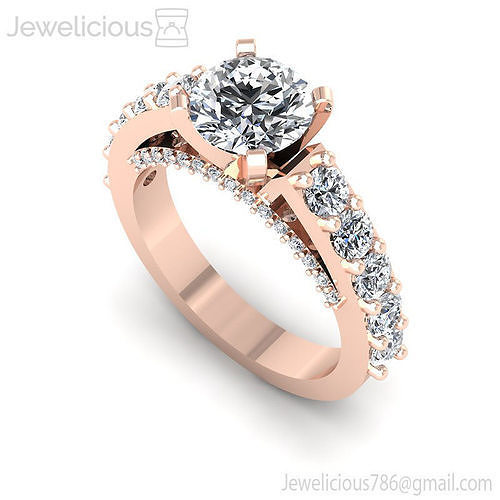 Jewelicious-1138-Ring rose gold engagement ring with round diamonds
