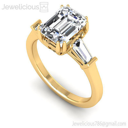 Jewelicious-1132-RIng emerald cut diamond engagement ring gold
