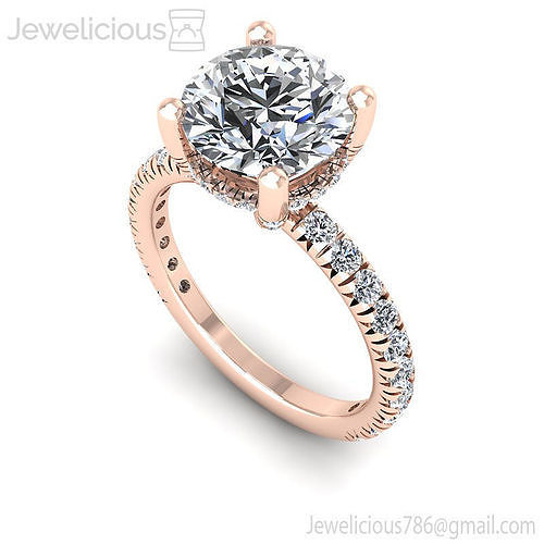 Jewelicious-1113-Ring round diamond engagement ring in rose gold