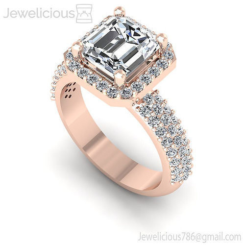 Jewelicious-1111-Ring emerald cut engagement ring in rose gold