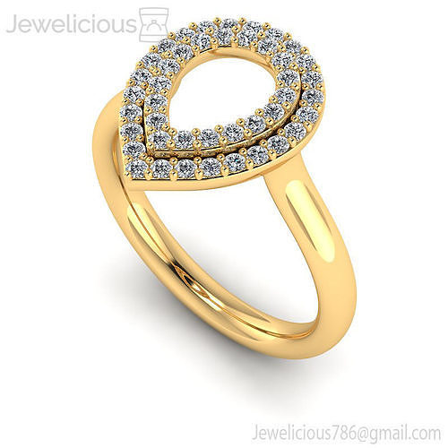 Jewelicious-1098-Ring rose gold diamond ring with pear shape