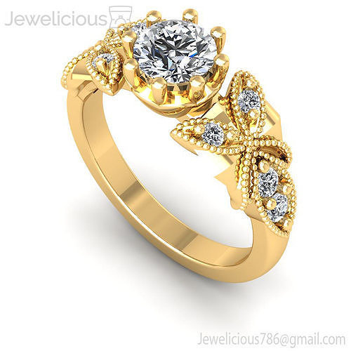 Jewelicious-1865-Ring rose gold butterfly engagement ring with diamonds