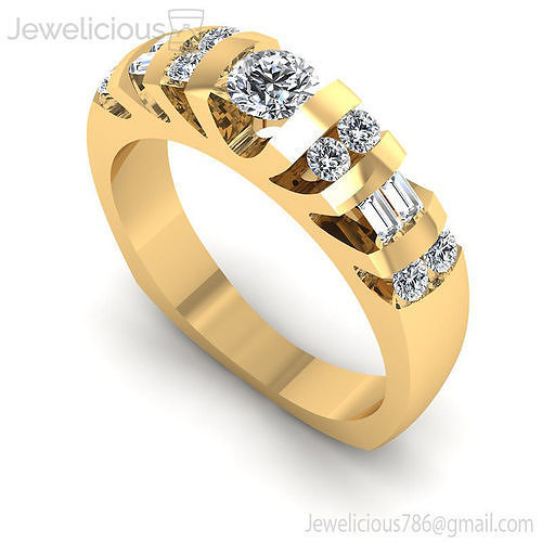 Jewelicious-1863-Ring gold diamond wedding ring with baguette cut diamonds
