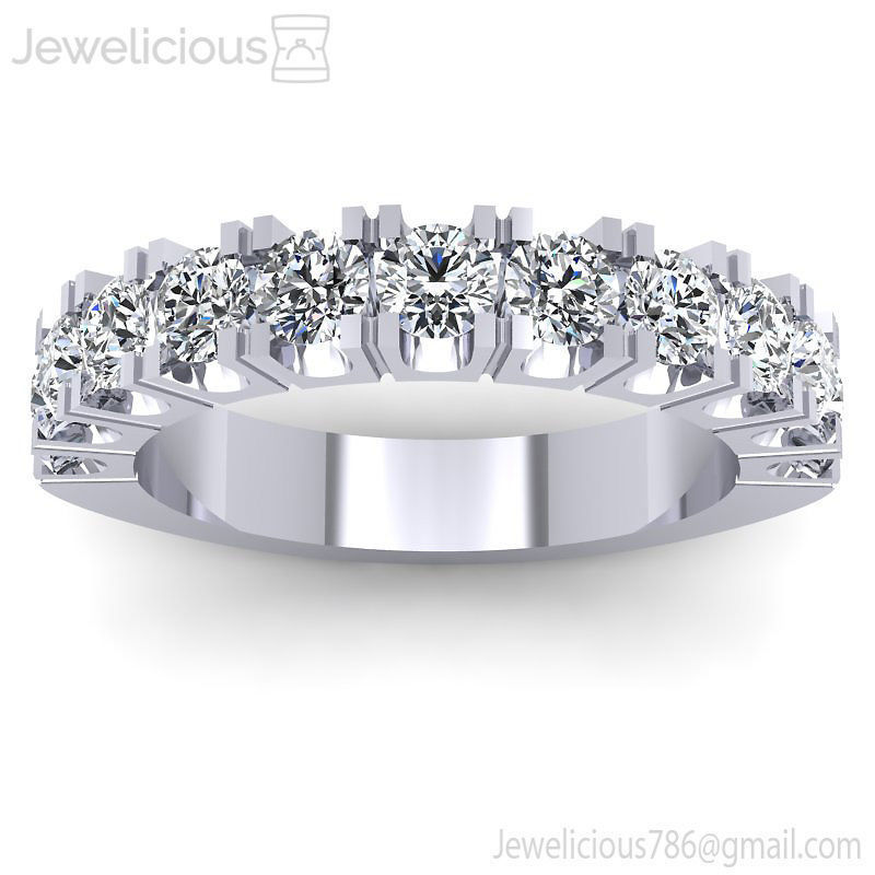 Jewelicious-1847-Ring rose gold wedding band with round diamonds 3D print model_4