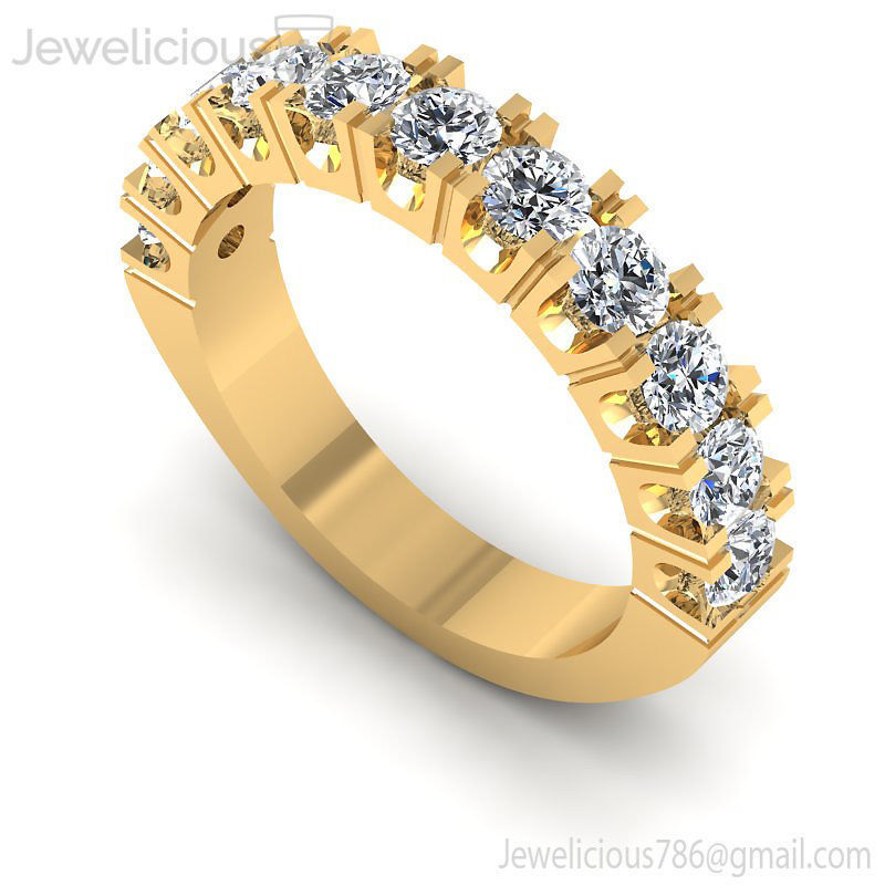 Jewelicious-1847-Ring rose gold wedding band with round diamonds 3D print model_3