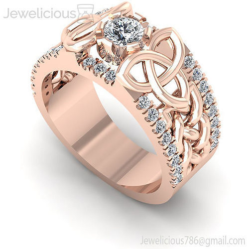 Jewelicious-1845-Ring celtic ring with diamonds in rose gold