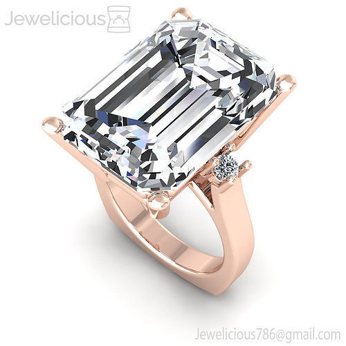 Jewelicious-1843-Ring emerald cut diamond ring in rose gold