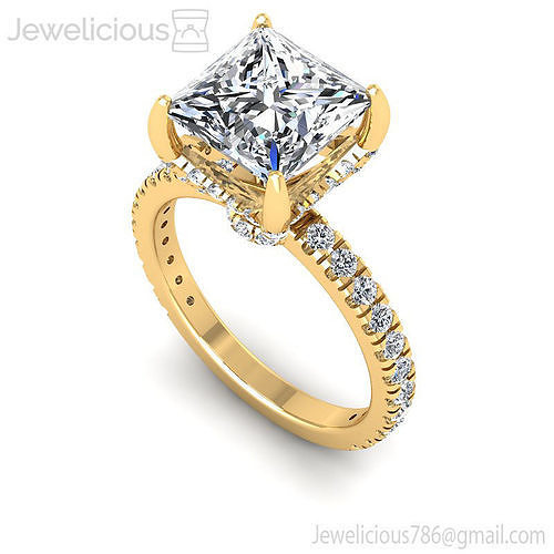 Jewelicious-1831-Ring gold engagement ring with princess cut diamond