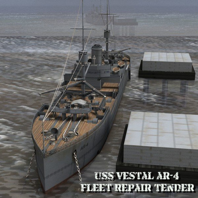 USS Vestal in obj and 3ds formats 3D model_13