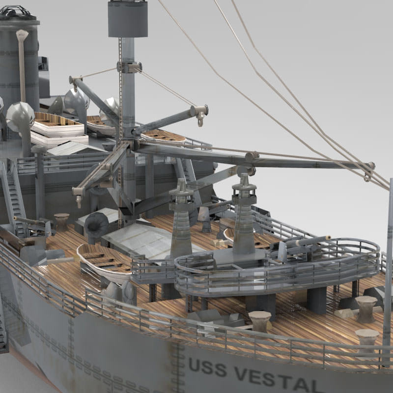 USS Vestal in obj and 3ds formats 3D model_9