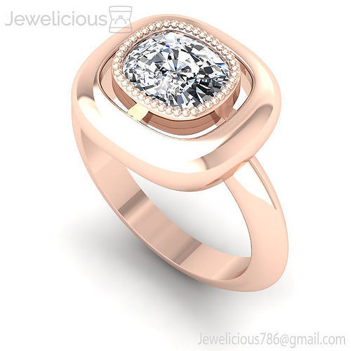 Jewelicious-1823-Ring gold engagement ring with cushion cut diamond
