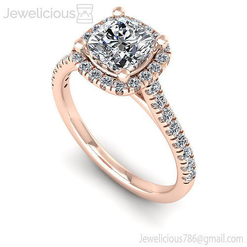 Jewelicious-1817-Ring rose gold engagement ring with cushion cut diamond