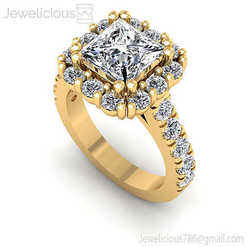 Jewelicious-1794-Ring princess cut diamond halo engagement ring in rose gold