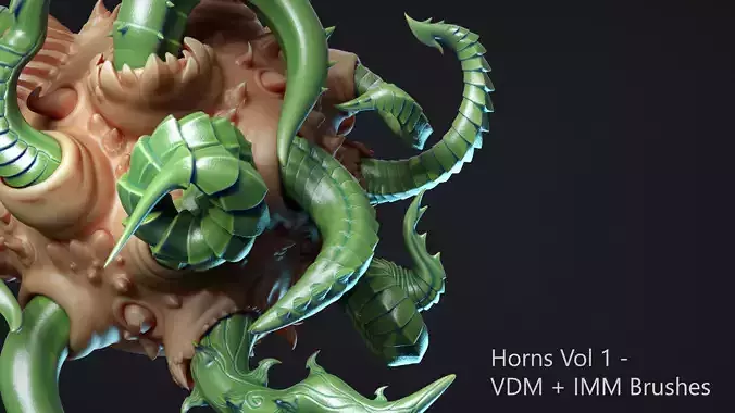 Zbrush - Horns Vol 1 - 27 VDM IMM Brushes 3D model