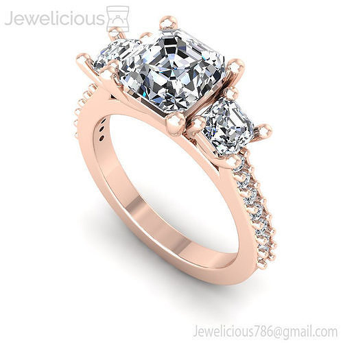 Jewelicious-1782-Ring three stone engagement ring in rose gold