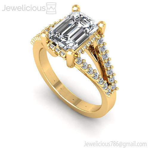 Jewelicious-1664-Ring emerald cut diamond engagement ring gold