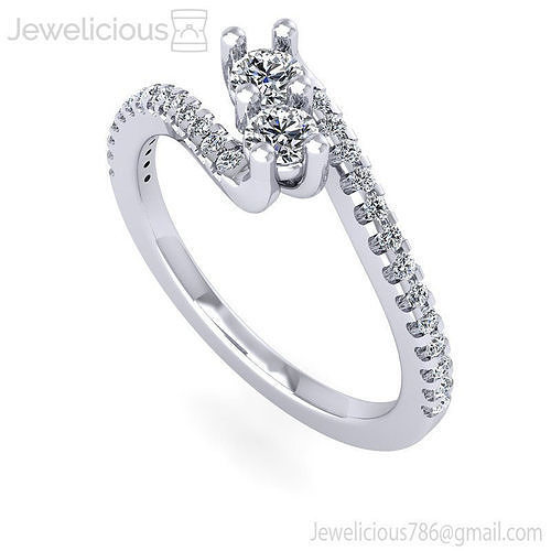 Jewelicious-1637-Ring rose gold diamond engagement ring with two round diamonds