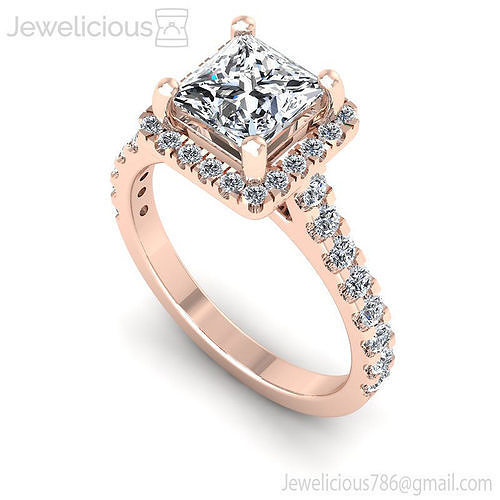 Jewelicious-1596-Ring rose gold engagement ring with princess cut diamonds