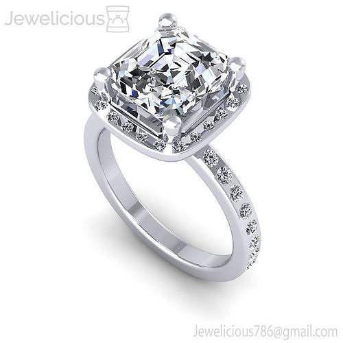 Jewelicious-1592-Ring emerald cut diamond halo engagement ring in rose gold