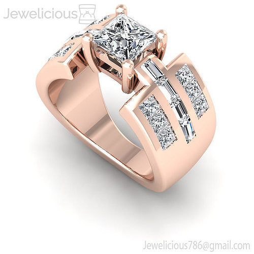 Jewelicious-1591-Ring rose gold engagement ring with princess cut diamonds