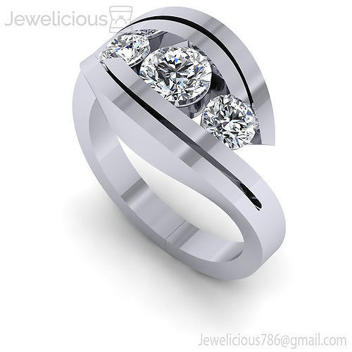 Jewelicious-1572-Ring rose gold diamond ring with three stones