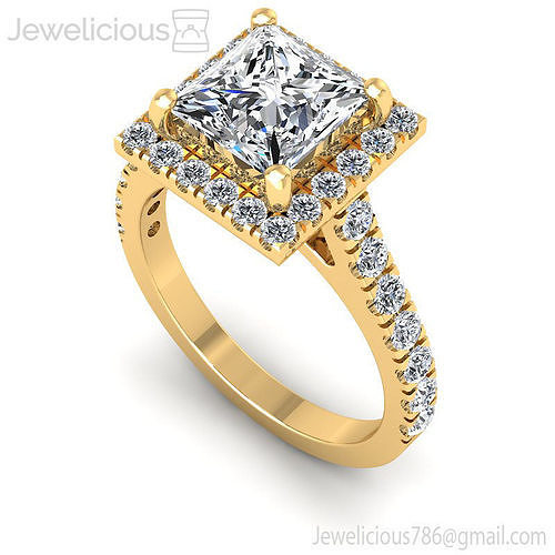 Jewelicious-1570-Ring princess cut diamond halo engagement ring in rose gold