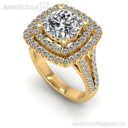 Jewelicious-1558-Ring cushion cut diamond halo engagement ring in rose gold