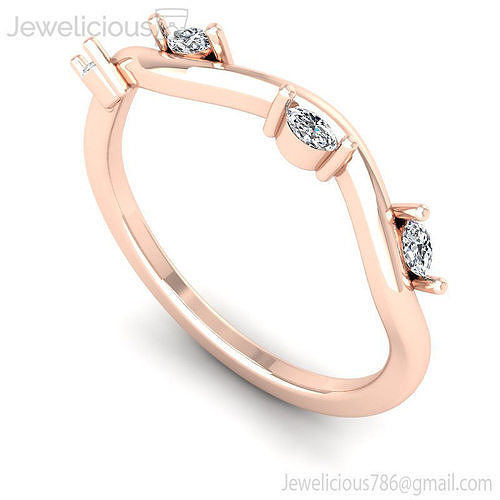 Jewelicious-1555-Ring rose gold diamond ring with three stones