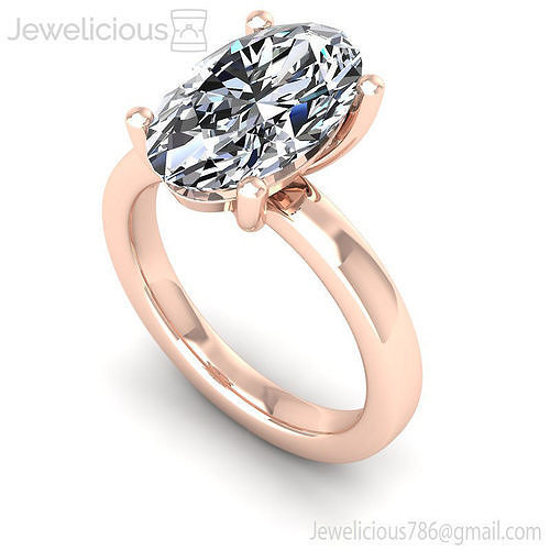 Jewelicious-1553-Ring rose gold engagement ring with oval cut diamond