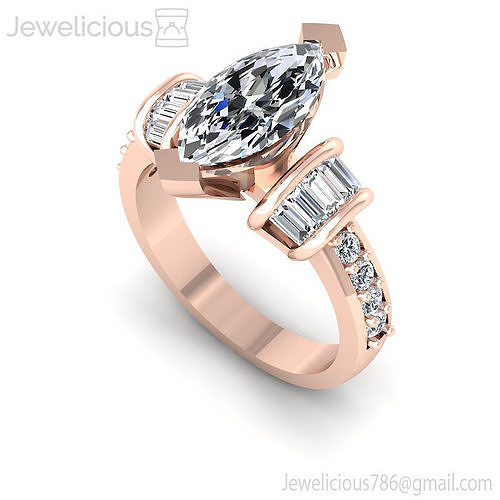 Jewelicious-1549-Ring rose gold engagement ring with marquise cut diamond